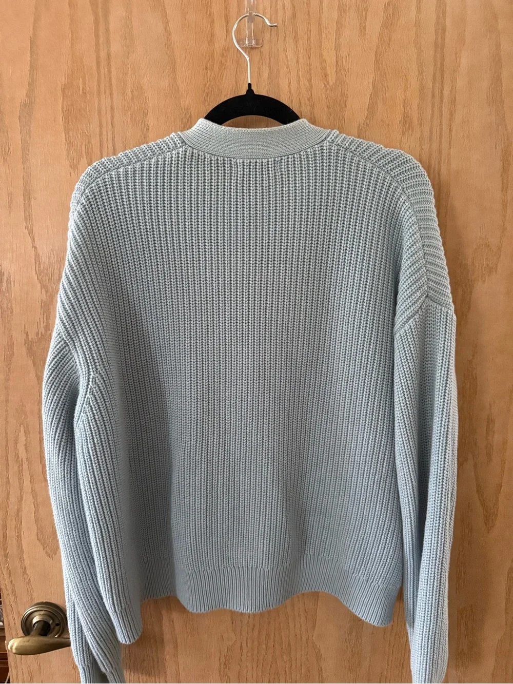 Quince Pale Blue Ribbed Fisherman Button-Front Cardigan